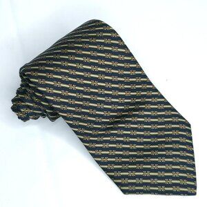 Brooks Brothers Silk Tie Necktie Striped Navy Blue Olive Green NEW Equestrian
